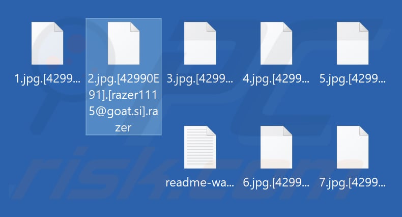 Ficheiros encriptados pelo ransomware   Razer(extensão .razer)