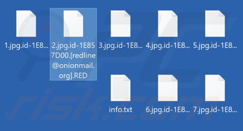Ficheiros encriptados pelo ransomware RED (extensão .RED)