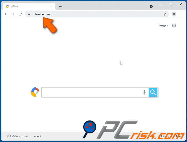 safesearch.net a redirecionar para Bing (GIF)