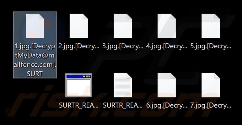 Ficheiros encriptados pelo ransomware Surtr (extensão .SURT)