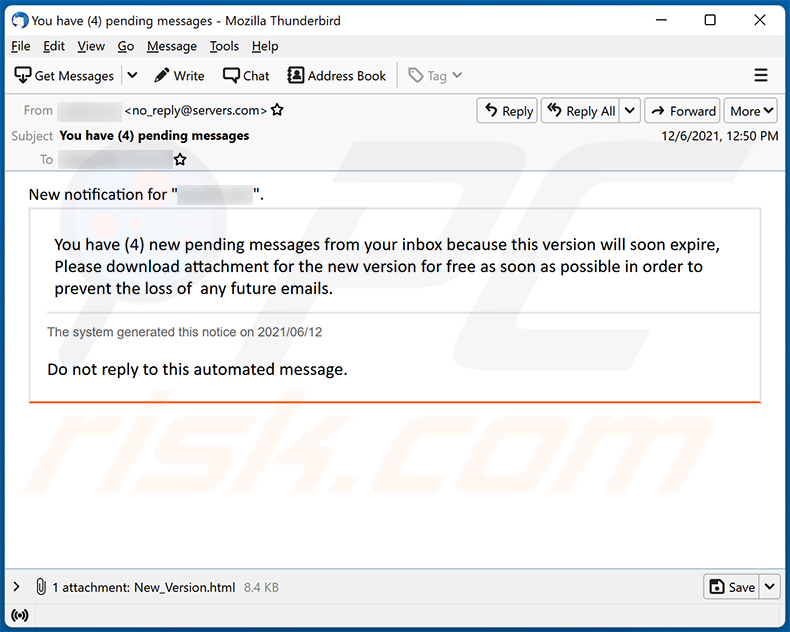 spam com o tema Undelivered mail (2021-12-07)