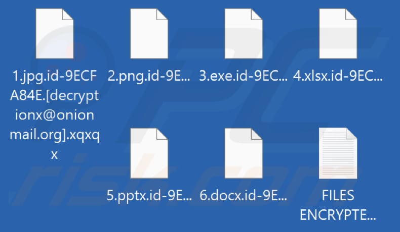 Ficheiros encriptados pelo ransomware Xqxqx (extensão .xqxqx)