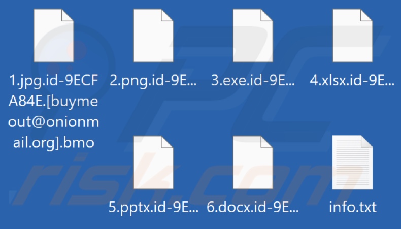 Ficheiros encriptados pelo ransomware Bmo (extensão .bmo)