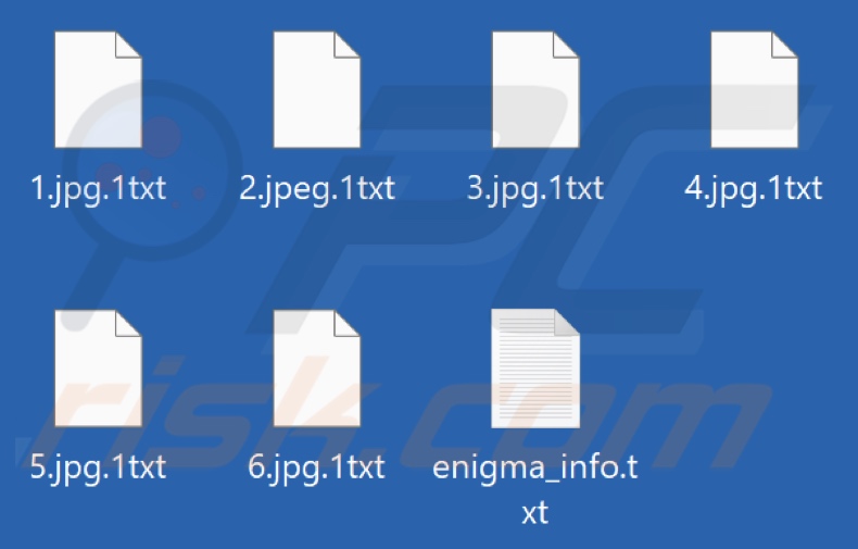 Ficheiros encriptados pelo ransomware Enigma (extensão .1txt)