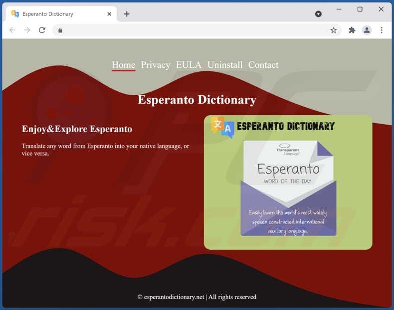 página oficial do descarregamento do adware esperanto dictionary