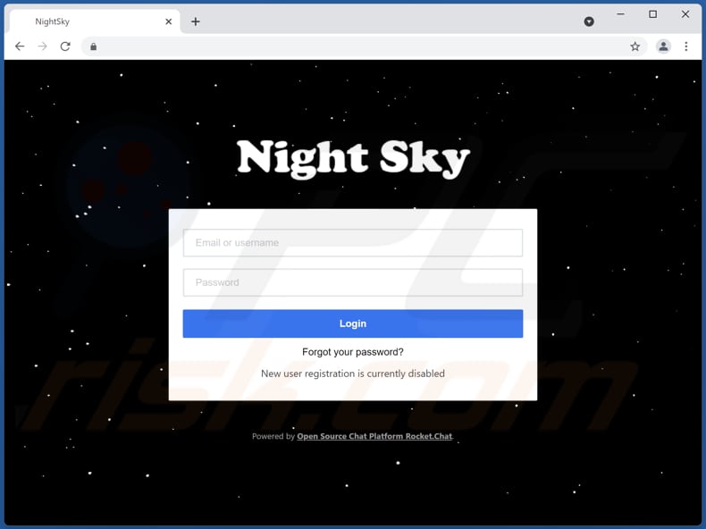 website de contacto do ransomware night sky
