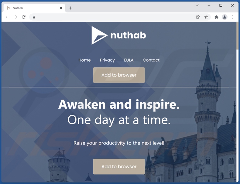 Website utilizado para promover o sequestrador de navegador Nuhtab