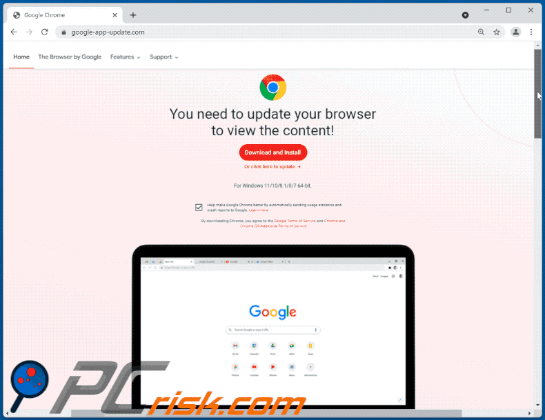 aparência da fraude You need to update your browser to view the content scam
