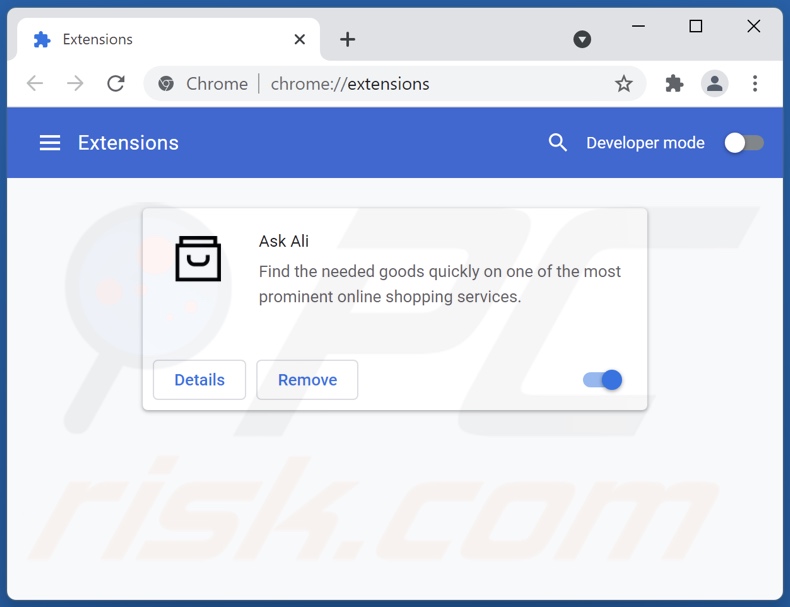 Remoção de anúncios Ask Ali do Google Chrome passo 2