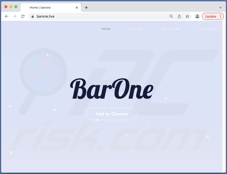 Site utilizado para promover o sequestrador de navegador Bar1 New Tab