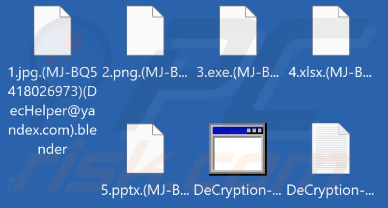 Ficheiros encriptados pelo ransomware Blender (extensão .blender)