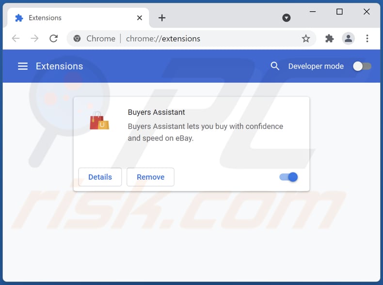 Remoção do adware Buyers Assistant do Google Chrome passo 2