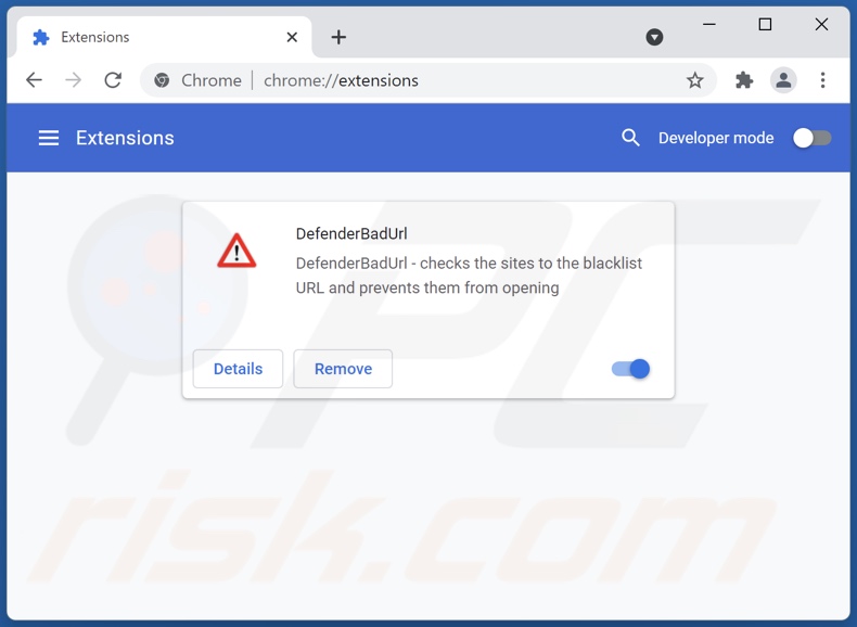 Remoção dos anúncios DefenderBadUrl do Google Chrome passo 2