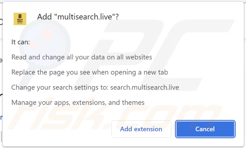 multisearch.live notificação do navegador do sequestrador do navegador