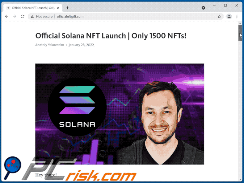 Aparência da fraude Official Solana NFT Launch (GIF)