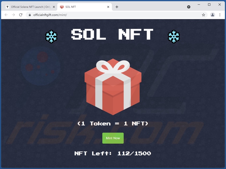 segunda página da fraude Official Solana NFT Launch 