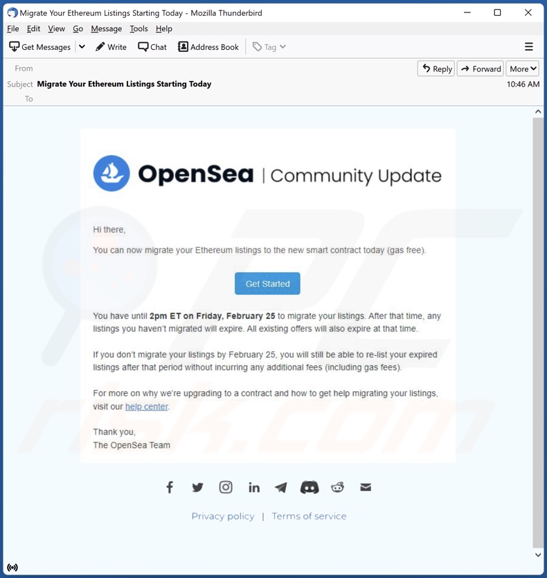campanha spam do email OpenSea