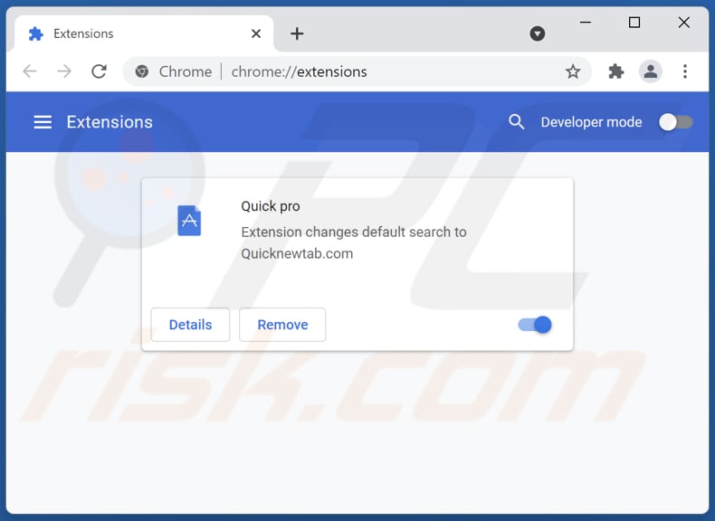 Remoção de extensões quicknewtab.com relacionadas com o Google Chrome