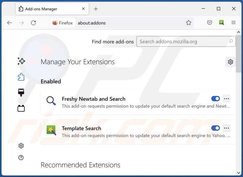 Remoção das extensões do Mozilla Firefox relacionadas com searchcheq.com