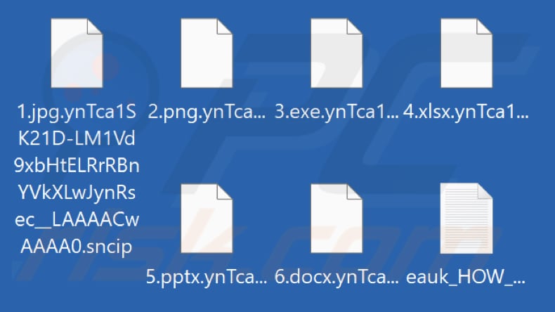 Ficheiros encriptados pelo ransomware Sncip (extensão .sncip)