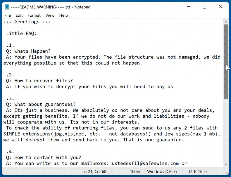 nota de resgate do ransomware sojusz -----README_WARNING-----.txt gif
