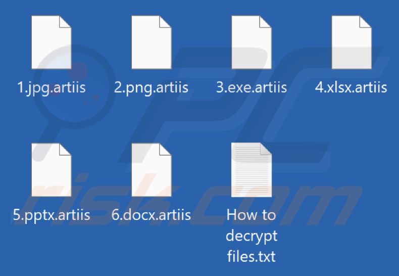 Ficheiros encriptados pelo ransomware TargetCompany (extensão .artiis)