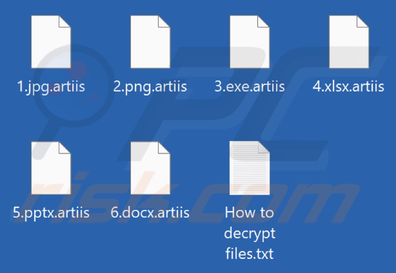 Ficheiros encriptados pelo ransomware TargetCompany (extensão .artiis)