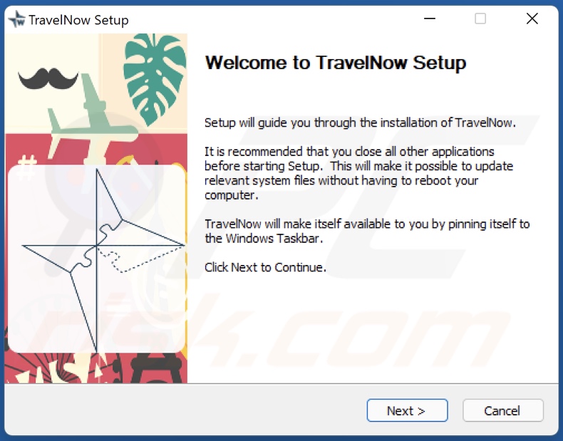 instalador do adware Official TravelNow