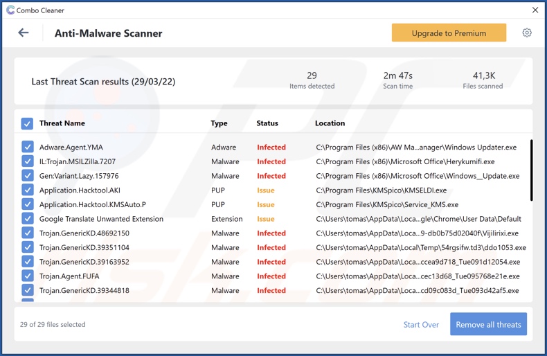 detecções de malware pelo Combo Cleaner 1xExujJunyRVG8MWnEgxdHkVwW7xSzntZ 