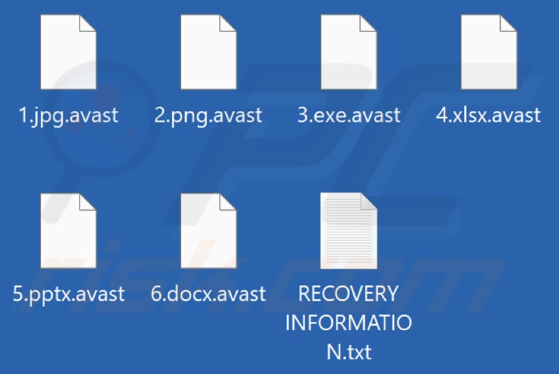 Ficheiros encriptados pelo ransomware Avast (extensão .avast)