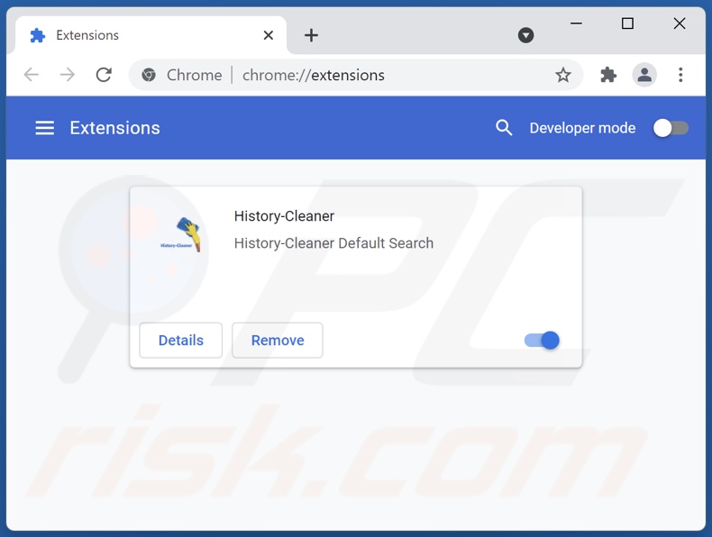 Remoção de extensões do Google Chrome relacionadas com o historial-cleaner.xyz