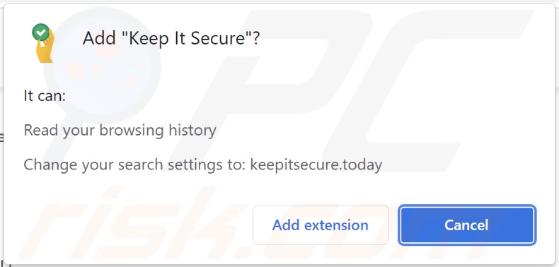 sequestrador de navegador Keep It Secure a pedir permissões