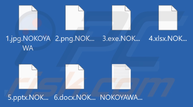 Ficheiros encriptados pelo ransomware NOKOYAWA (extensão .NOKOYAWA)