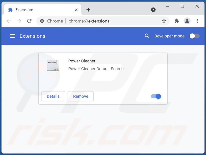 Remoção de extensões do Google Chrome relacionadas com power-cleaner.xyz