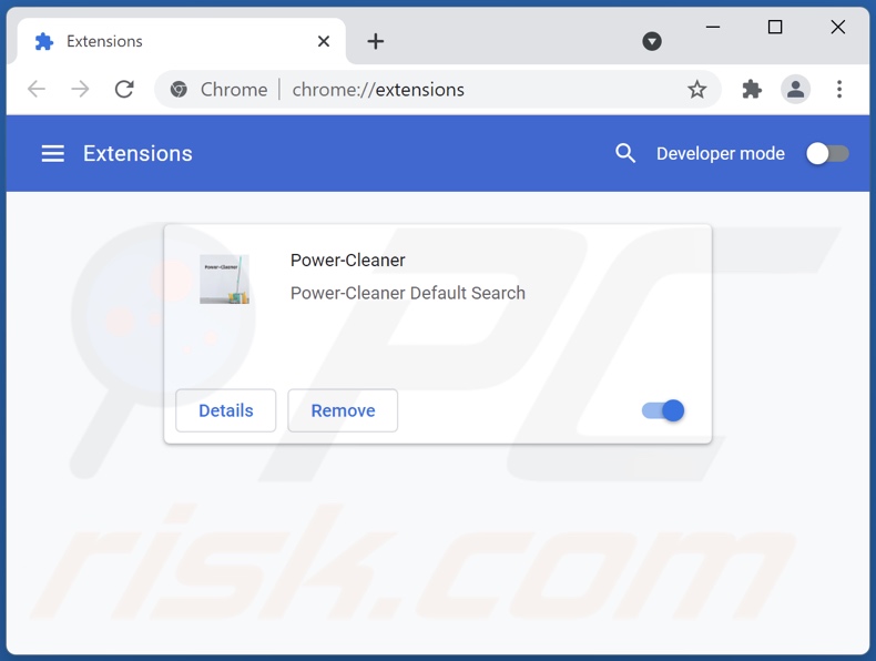 Remoção de extensões do Google Chrome relacionadas com power-cleaner.xyz