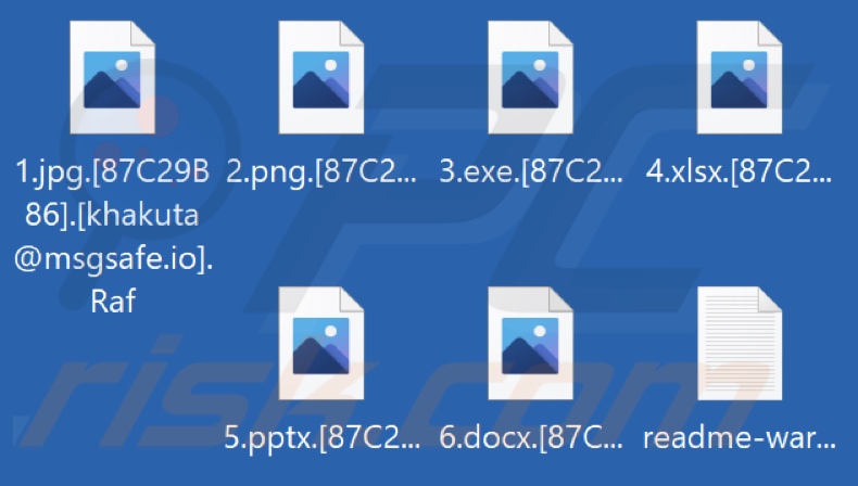 Ficheiros encriptados por ransomware Raf (extensão .Raf)
