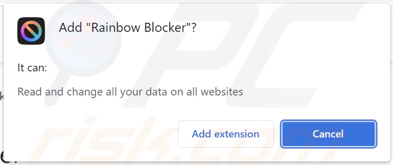 adware Rainbow Blocker a pedir permissões
