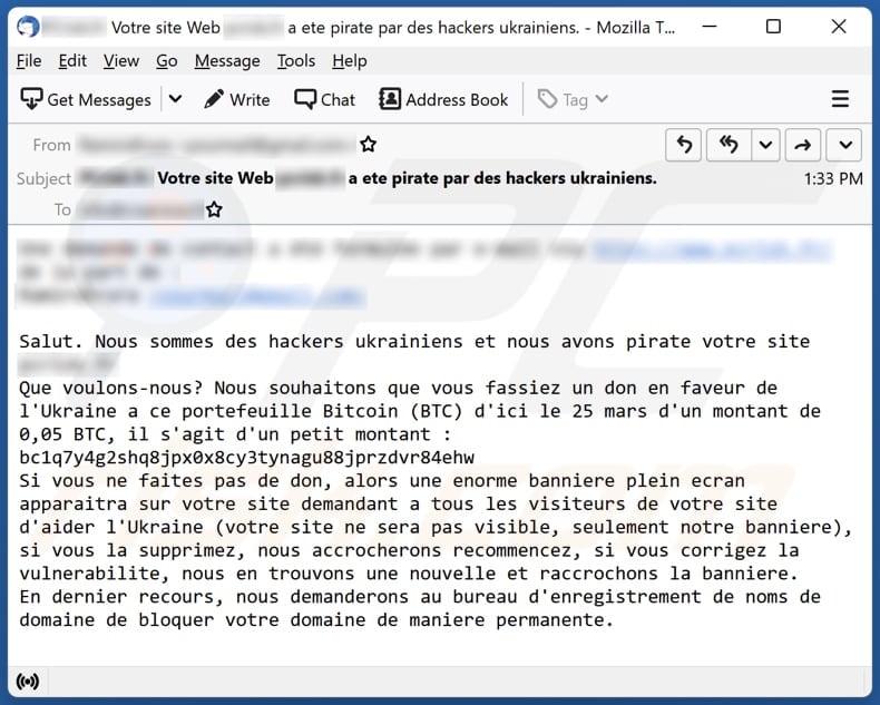 versão em francês para verificação de email we are Ukrainian hackers and we hacked your site