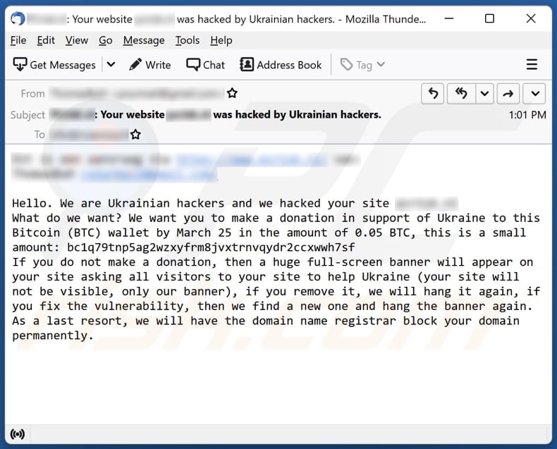 fraude por email We are Ukrainian hackers and we hacked your site