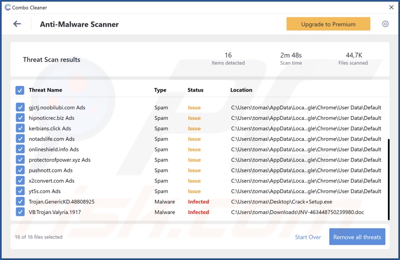 17uoEtuihi6Lsg4hdedT7PUhF4FNgBPD2F malware detectado pelo Combo Cleaner