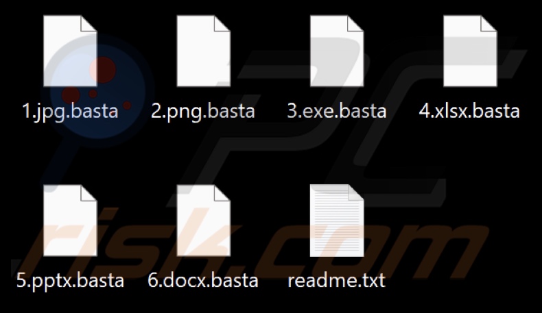 Ficheiros encriptados pelo ransomware Black Basta (extensão .basta)