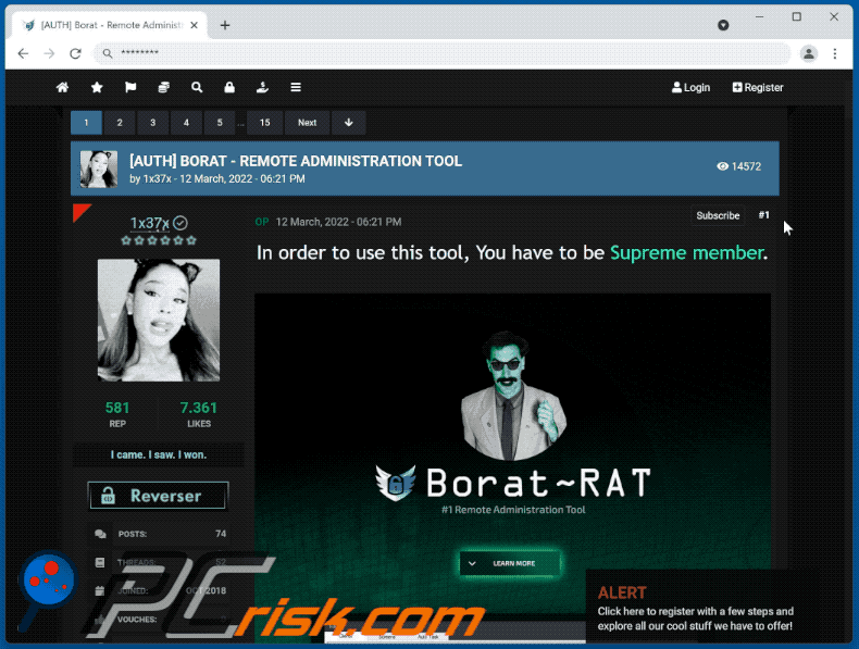 TAR Borat a ser promovido num fórum pirata