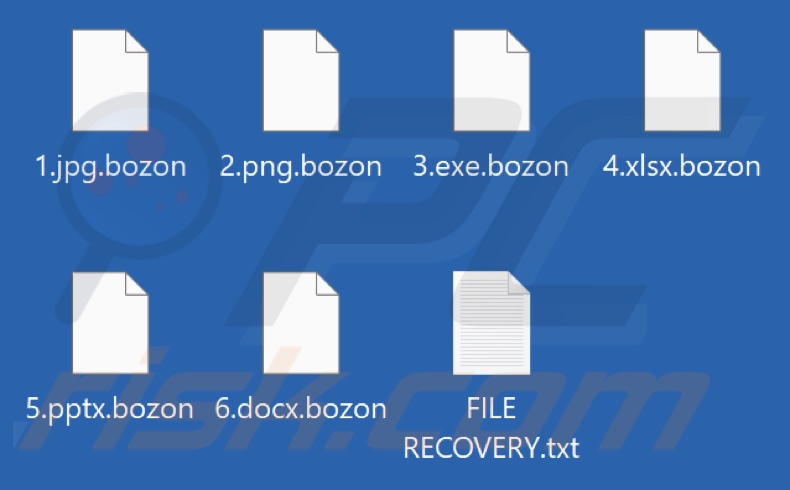 Ficheiros encriptados pelo ransomware Bozon (extensão .bozon)