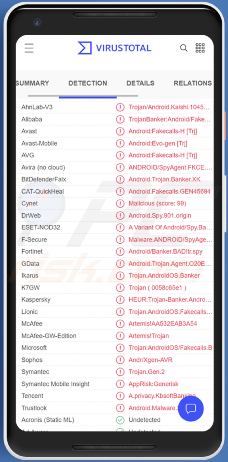 malware Fakecalls android