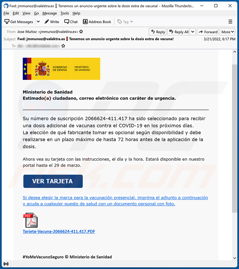 e-mail de spam usado para distribuir o Trojan Mekotio (2022-04-13)