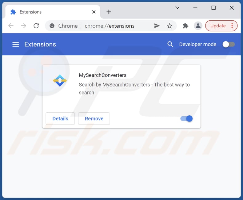 Removendo as extensões do Google Chrome relacionadas com o mysearchconverters.com