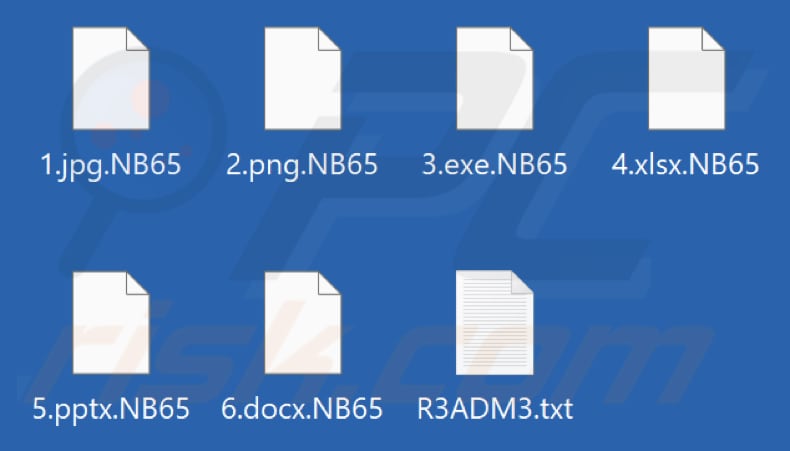 Ficheiros encriptados pelo ransomware NB65 (extensão .NB65)