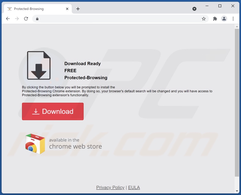 Website utilizado para promover o sequestrador do navegador Protected-Browsing