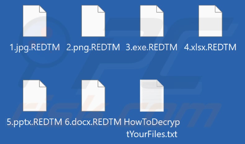 Ficheiros encriptados pelo ransomware RED TEAM (extensão .REDTM)