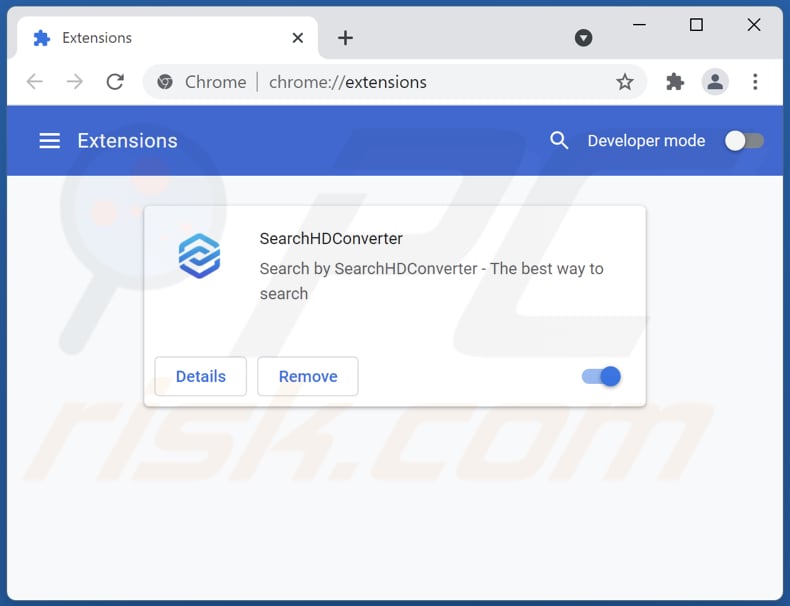 Remoção de extensões do Google Chrome relacionadas com searchhdconverter.com